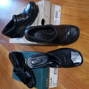 2 pair of Vintage shoes: Clarks mules/sandals & B.O.C. Alexis clogs lot of 2